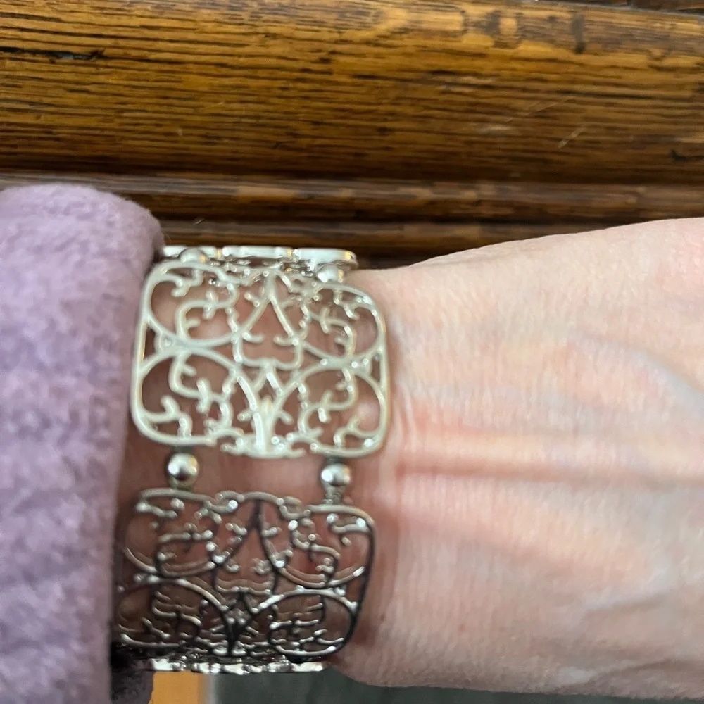 New Directions Silver Filigree Cuff Bracelet